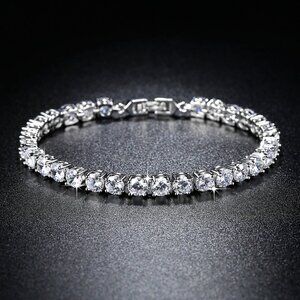 New 5mm 925 sterling silver tennis bracelet, simple and elegant